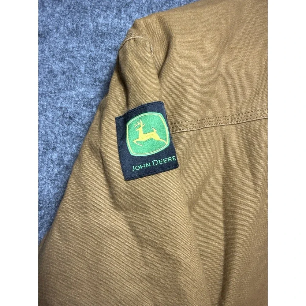 John Deere Boys Quilted‑Lined Canvas Jacket – Brown – Size 10/12 – Button Front